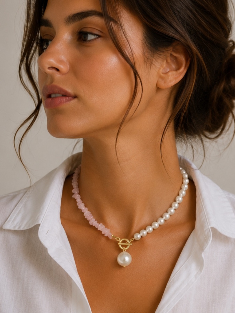 New! Preppy Blush Pink Pearl Beaded Necklace NWOT 5072